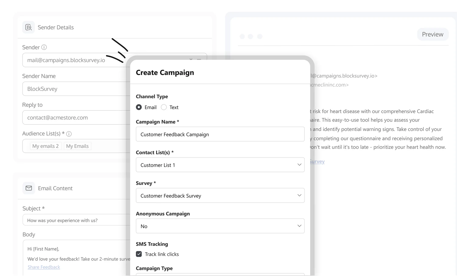 Building an email campaign to distribute a BlockSurvey survey